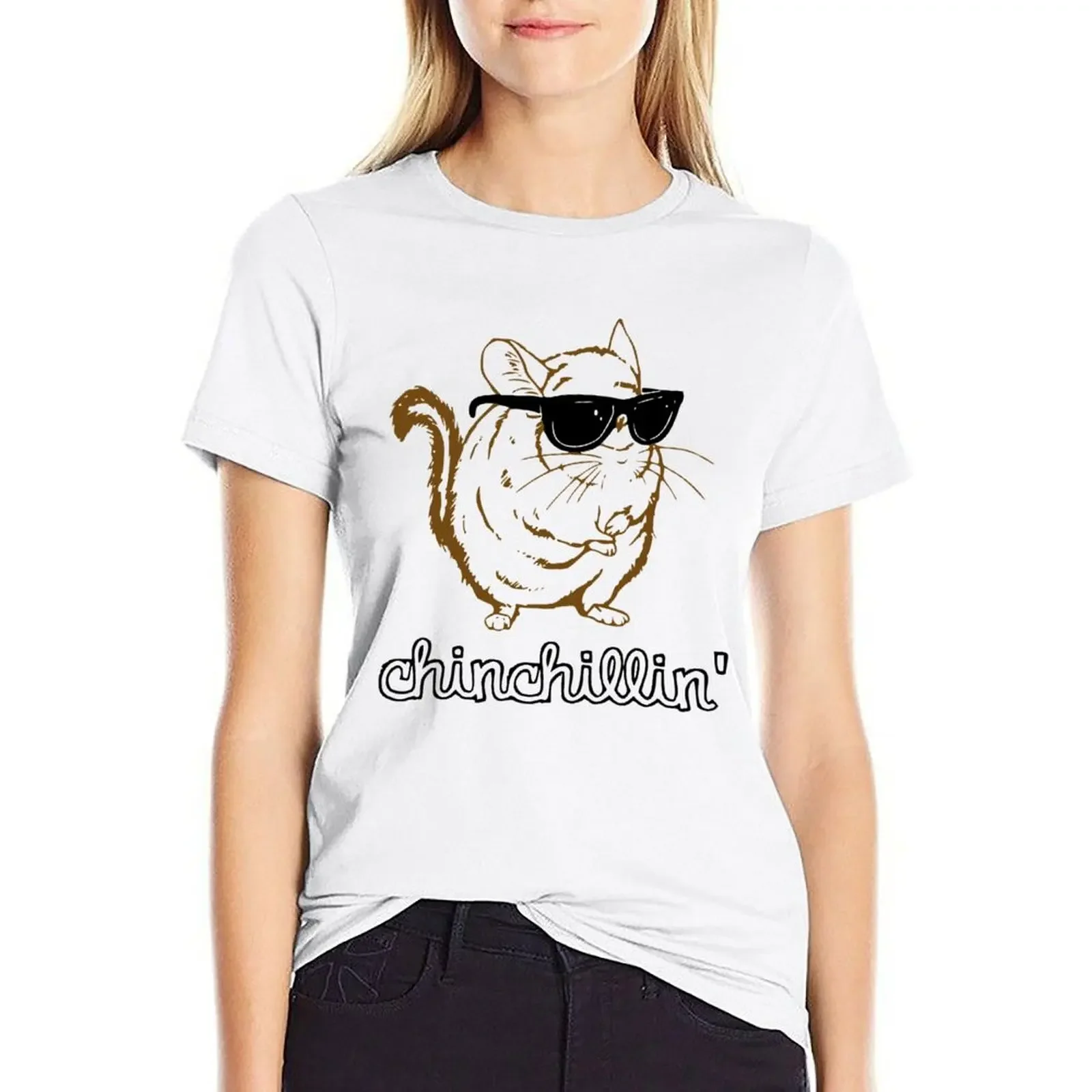 

Chinchillin T-shirt tops animal print shirt for girls cropped t shirts for Women