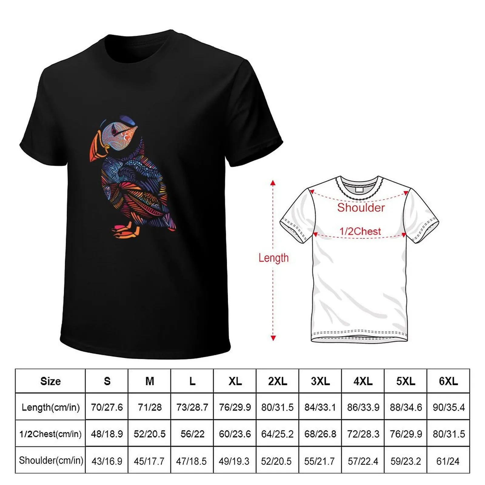 Stylized Puffin T-Shirt Summer Holiday Casual Tee