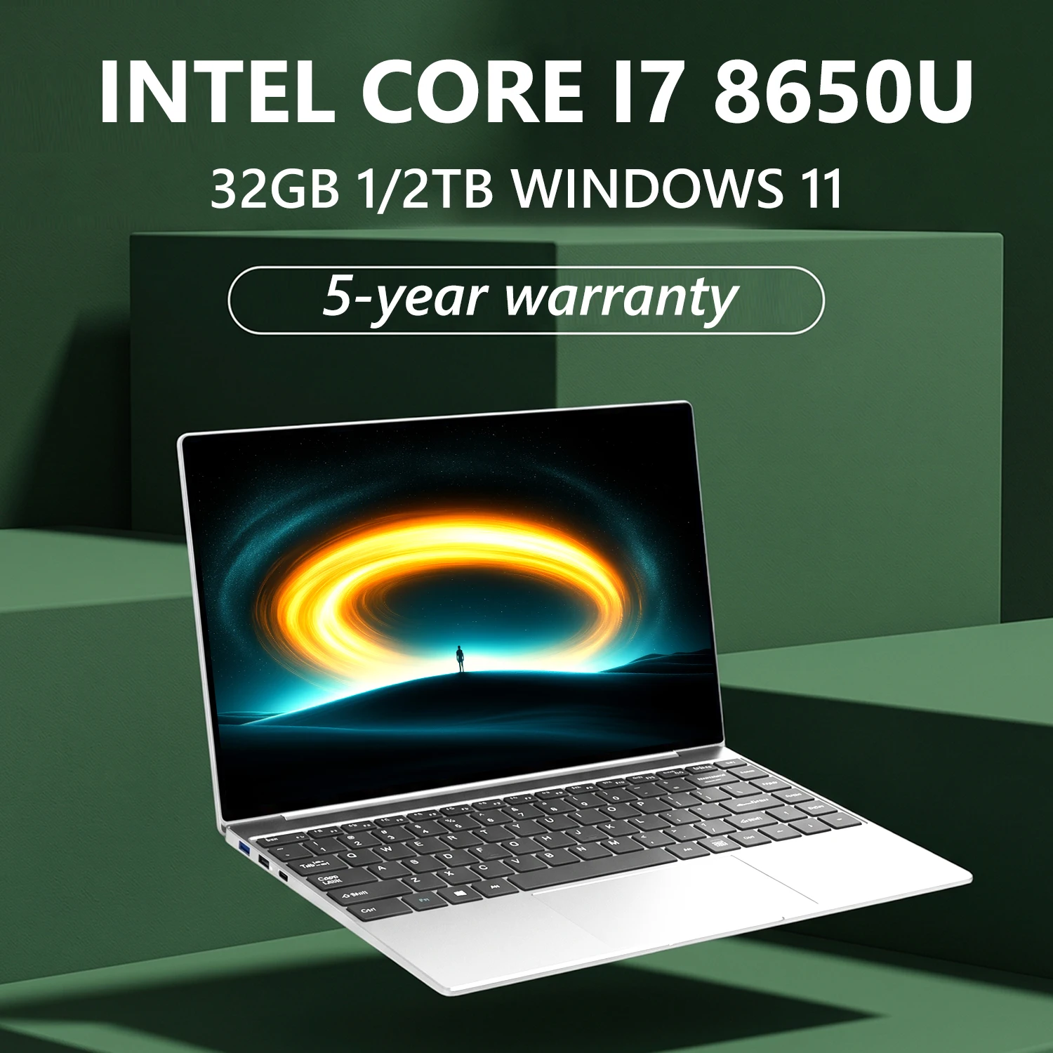 14.1 inch I7 8650U Student Cheap Laptop 32GB RAM 512GB 1TB 2TB SSD HD Cam WiFi 6 Bluetooth 5000mAh Windows 11 Notebook Computer