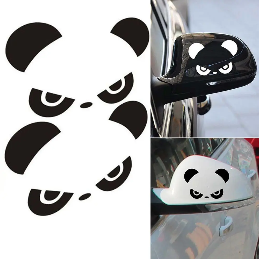 Z1079# Car Stickers, 2pcs Rearview Mirror Sticker for Funny Fashion Panda Decorative Accessories to Cover Scratches PVC