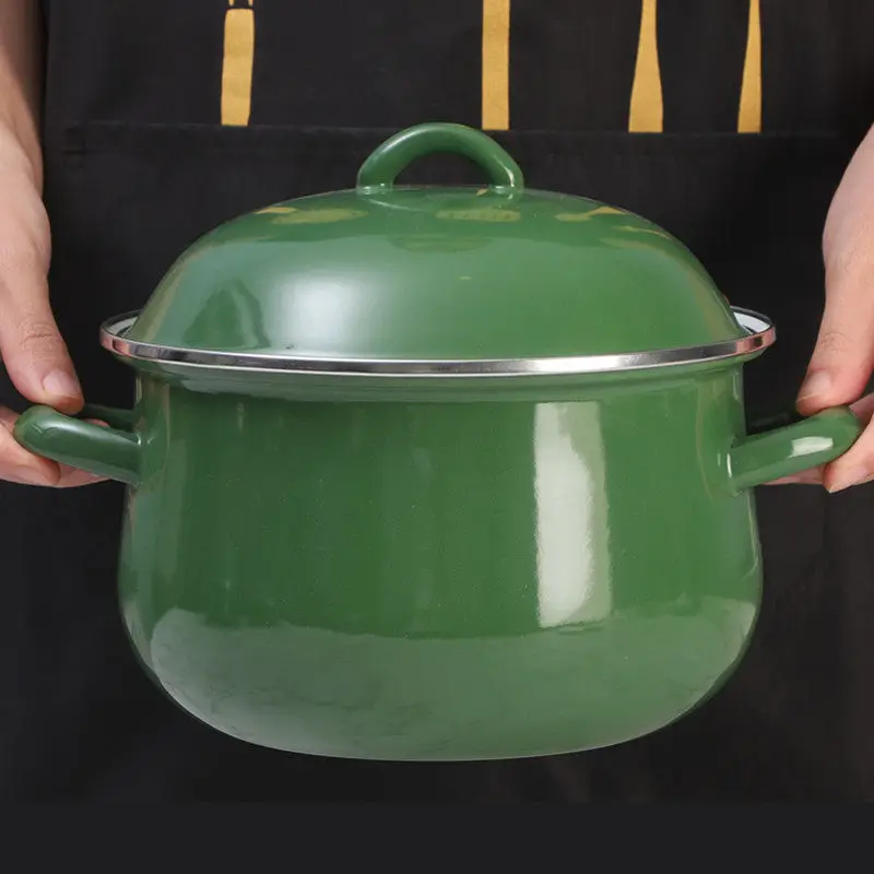

Enamel Soup Pot Household Kitchen Utensil Stew Soup Pasta Pot Exquisite Soup Pot Baby Food Stock Pot