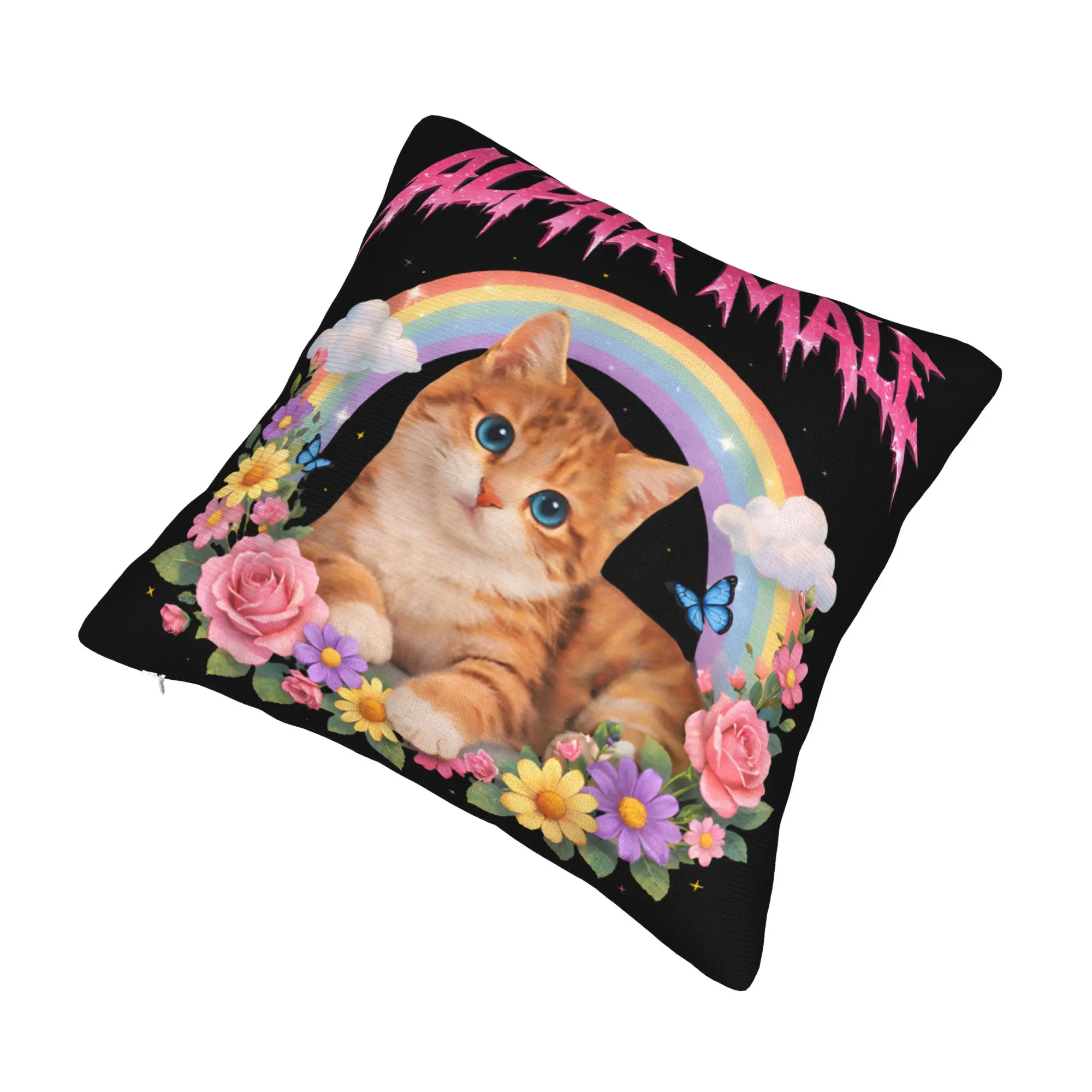 Alpha Male Cat Kitten Funny  Pillowcase Merch Printing Cushion Cover Decorations  Throw Pillow Case Cover Home Multiple Sizes