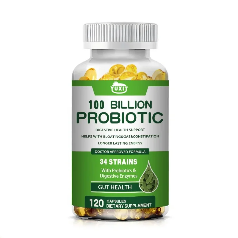 YUXIT Prebiotic Digestive Enzyme 120 Vegetarian Capsules 5 Probiotic Compounds - Supporting Intestinal Health