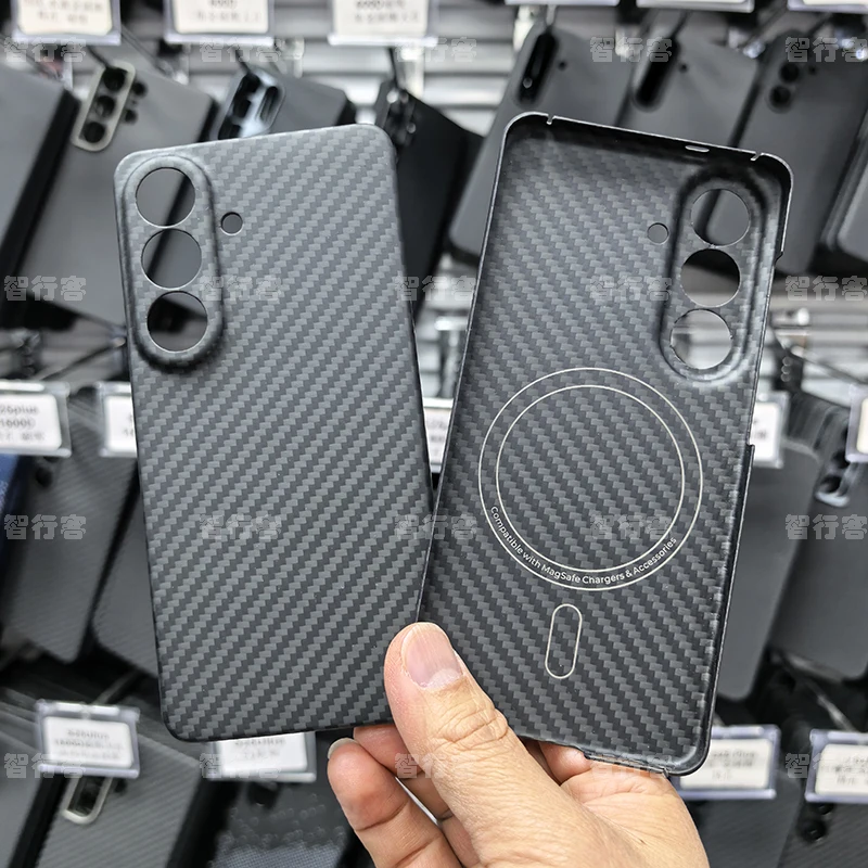 ZXKE Carbon Fiber Case voor Samsung Galaxy S26 S24 S25 Ultra met ingebouwde ijzeren plaat, magnetische autohouder, Magsafe, Aramid Fiber behuizing