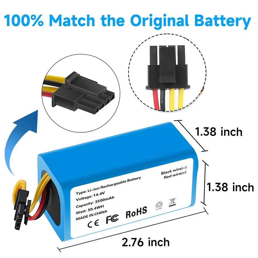 Rechargeable 14.8V 2600mAh Lithium Ion Battery For 360 C50 Proscenic 780T 790T Conga 1490 Robot Vacuum Cleaner Spares