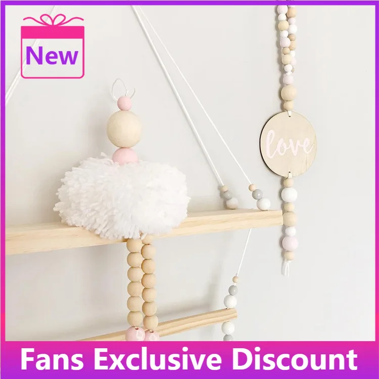 Hot Sale Nordic Style Ballet Dancer Hanging Decoration Wooden Beads Girl Room Decor Nursery Baby Tent Ornament Photography Props