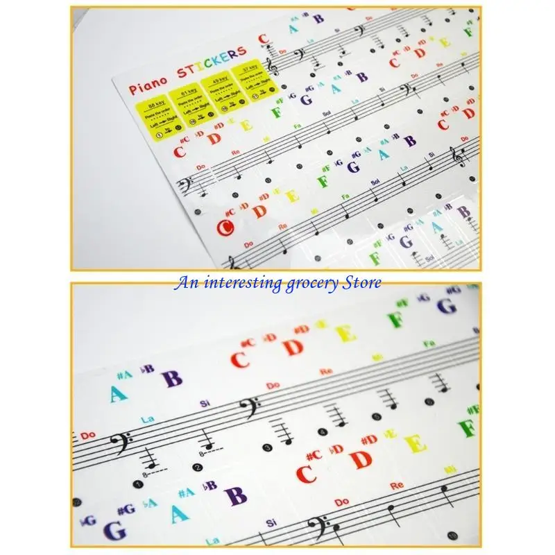 652D Piano Labels Piano Stickers, 88/61/49 Keys Piano Keyboard Stickers for Beginner
