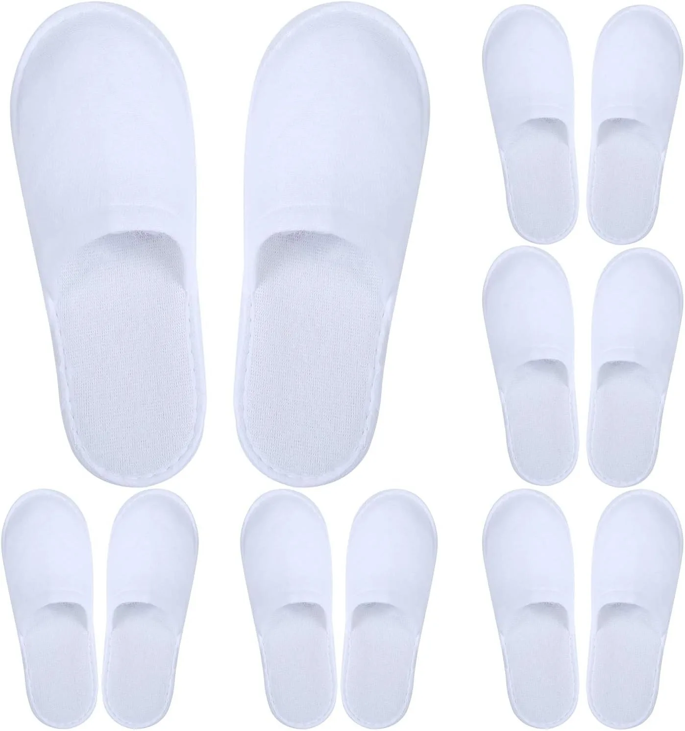 6 Pairs Spa Slippers Disposable Closed Toe Slippers White Fluffy Guests Slippers for Home, Hotel Use