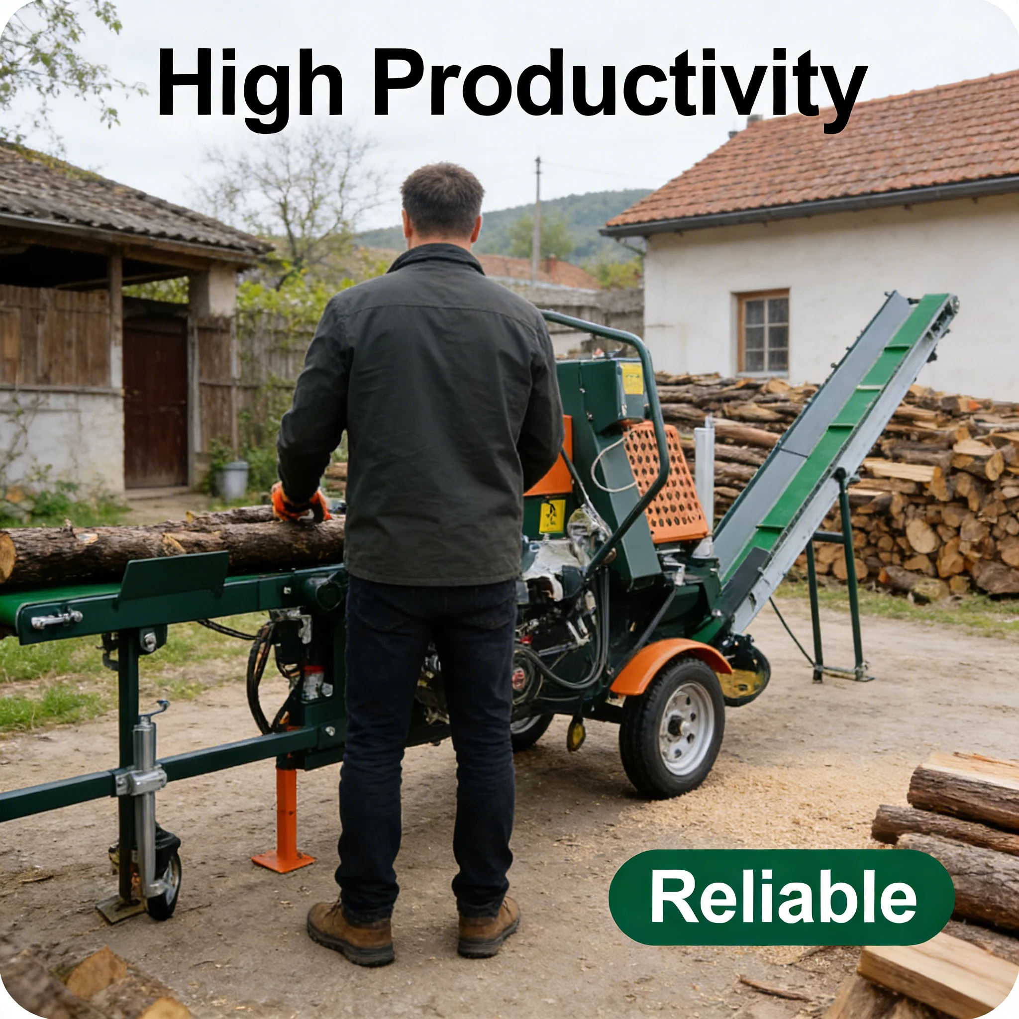 Heavy Duty 30T Diesel Log Splitter 6 Way Wedge Industrial Wood Cutter High Efficiency Firewood Processor For Logging Sites