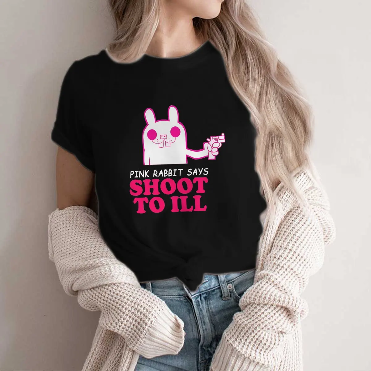 Konijnen Polyester Tshirt Voor Vrouwen Roze Konijn Zegt Zachte Zomer Sweatshirts T-Shirt