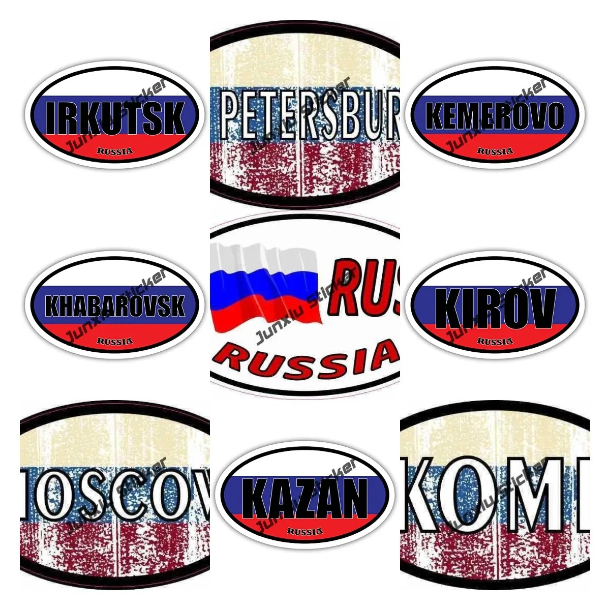 

Russia Decals Creative Russia City St. Petersbur Moscow Vinyl Oval Decal Funny Cover Scratches Decoration for Cars Bumper Trunk