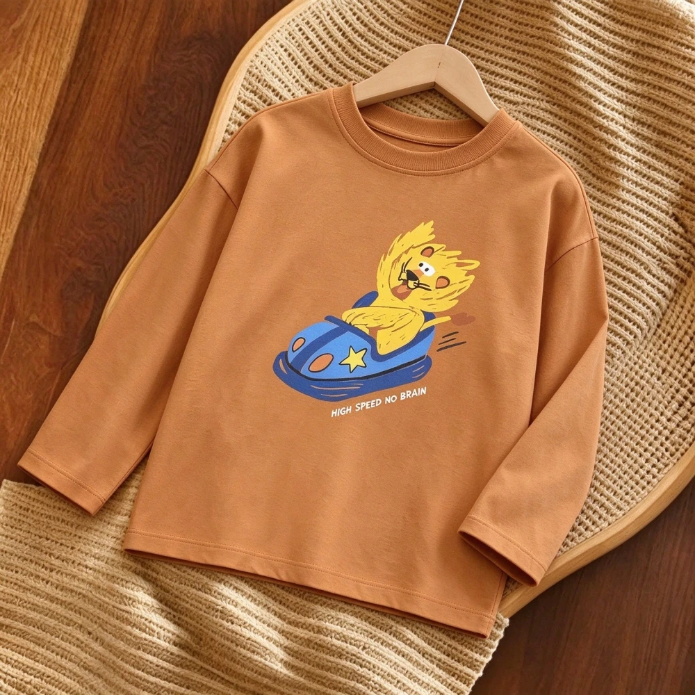 Toddler Crew Neck T-Shirt Animals And Fruits lively Pictures Little Baby Costume Children School Autumn Outdoor Outfit Thin Wear