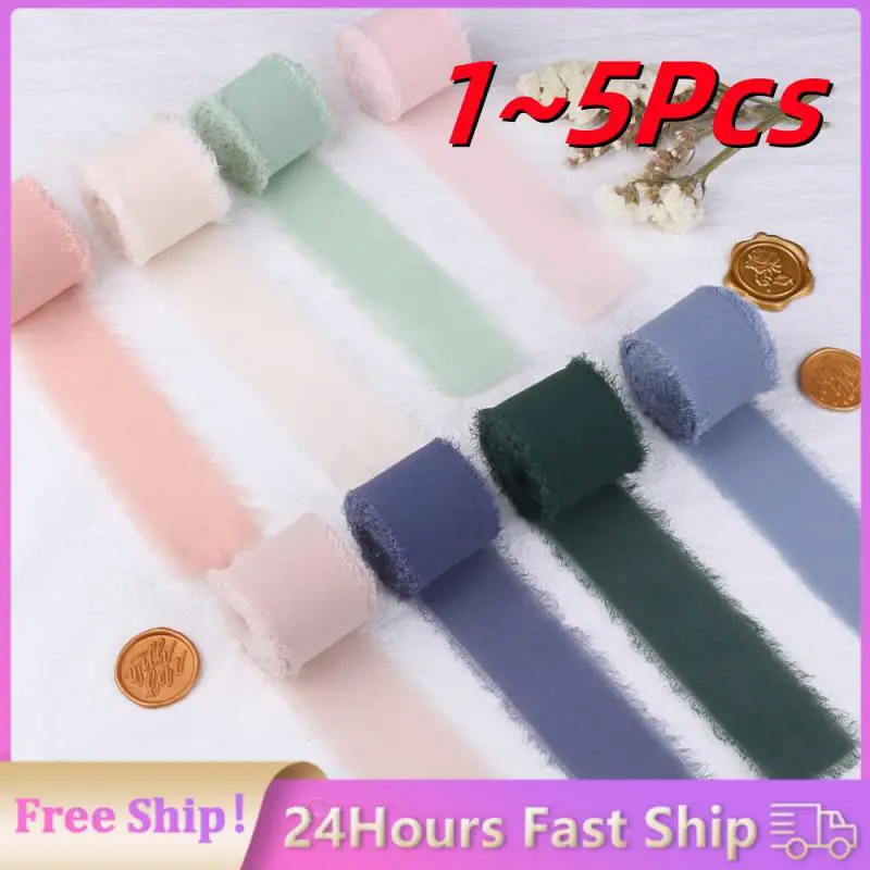 5m/Roll Frayed Silk Ribbon Wrinkle Chiffon Tape Handmade Ripped Wedding Party Flower Bouquet Gift Packing Decorations DIY Craft