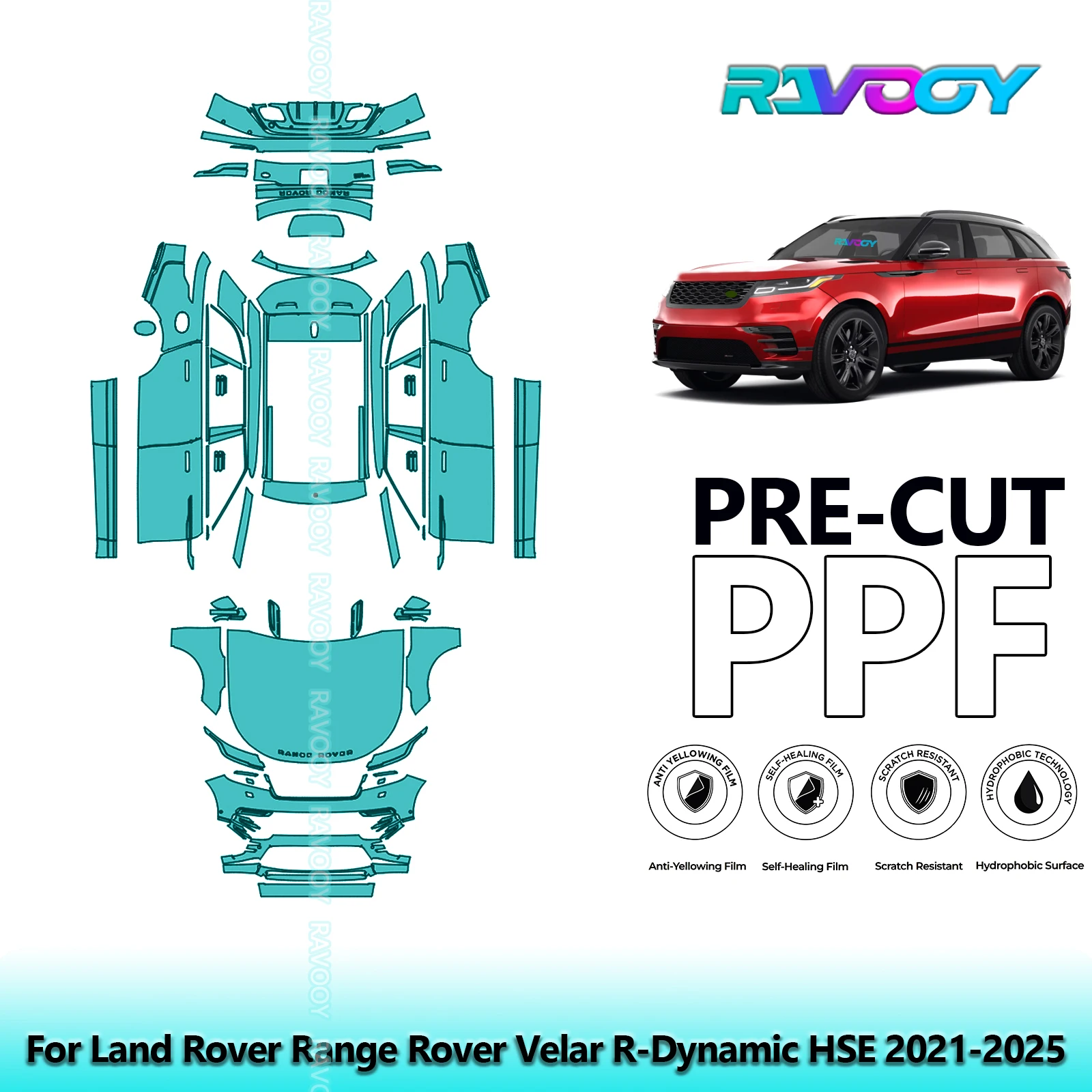8.5Mil Full Vehicle Precut PPF Paint Protection Film For Land Rover Range Rover Velar R-Dynamic HSE 2021-2025