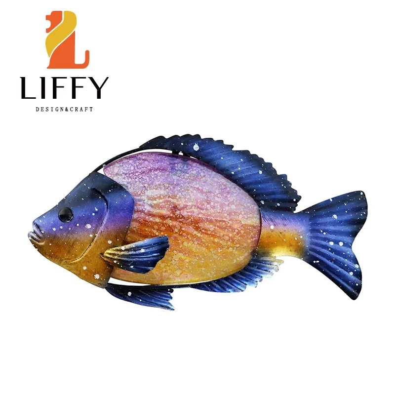 Metal Fish Wall Decoration Fish Metal Wall Art Sculpture Hanging Outdoor Ocean Beach Sea Pool Decoration