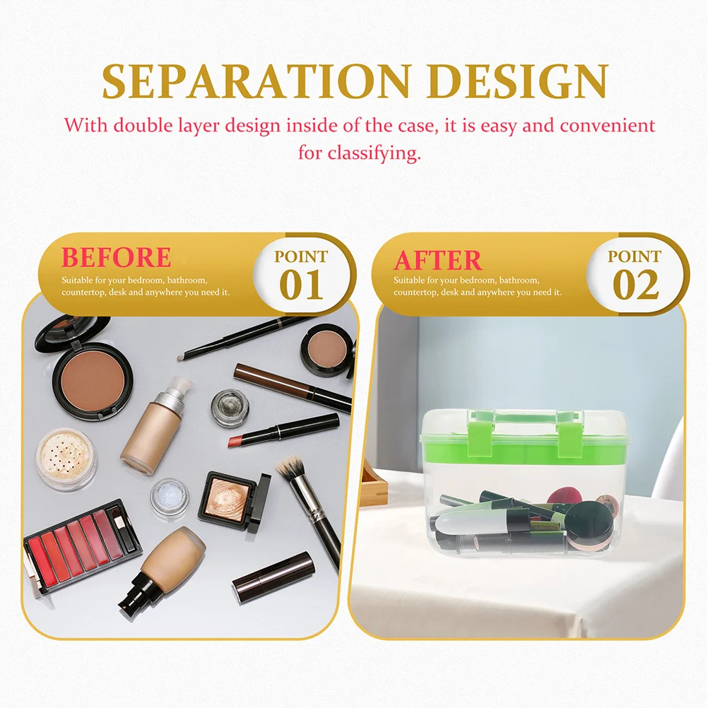 

3Pcs Double Layer Storage Box Portable Medicine Case Sewing Organizer Handheld Large Capacity Plastic Organizer for Home School