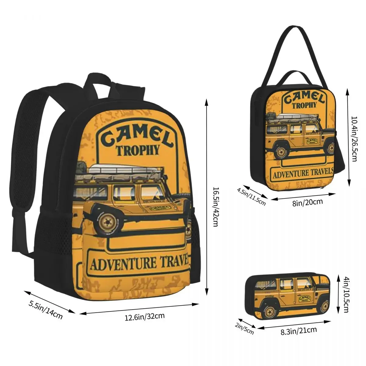 Camel Trophy Defender 110 Backpack Boy Girl Bookbag Children School Bags Cartoon Kids Rucksack Lunch Bag Pen Bag Three-Piece Set