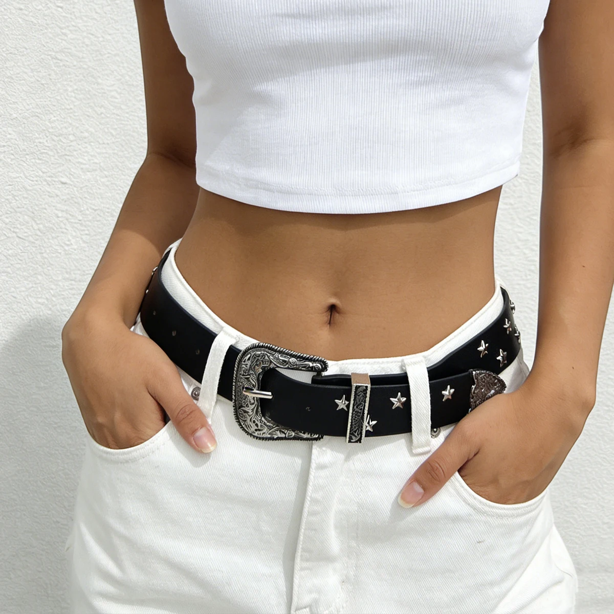 Starry Lian Ding Trendiger Instagram-Style Breiter Taillengürtel Damenmode Punk-Stil Einzigartiger Jeansgürtel Vielseitiger Gürtel