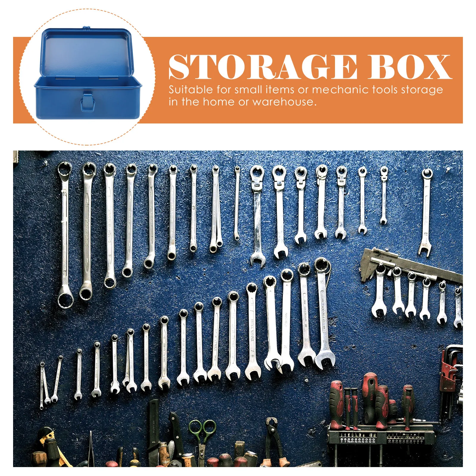 Heavy Duty Iron Tool Box Portable Metal Storage Container for Mechanics Tools Organizer Home Car Atv Cargo