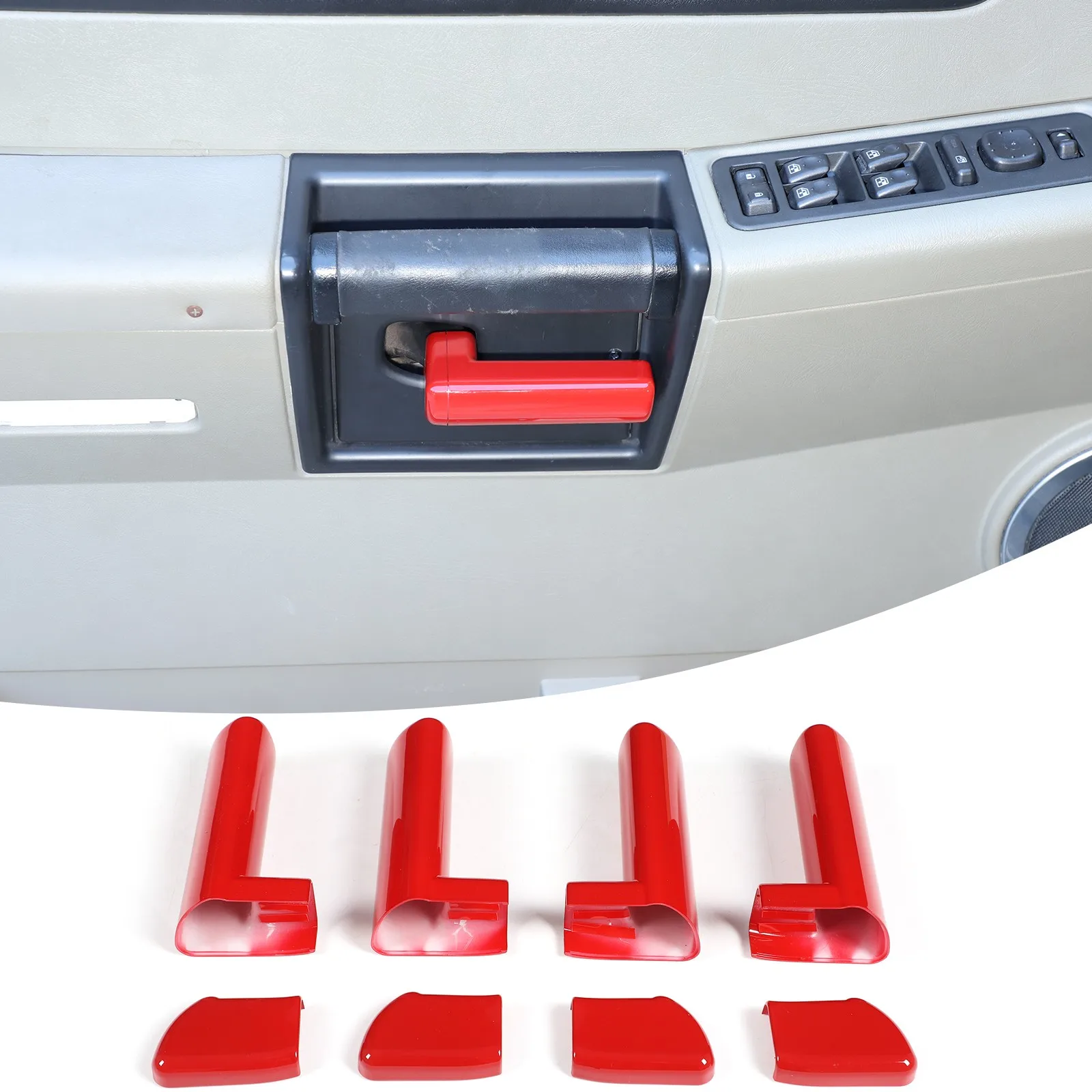 ABS Glossy Black Car Interior Door Grab Handle Trim For Hummer H2 2003-2007 Door Grib Handle Protection Cover Accessories