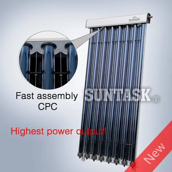 Highest Power Output Patented Fast Assembly CPC Reflector Vacuum Tube Solar Collector (SHC)