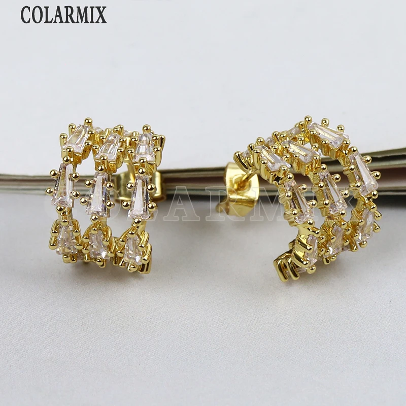 5 Pairs Classic Zircon Crystal Jewelry Earrings Round Vintage Trendy Design Party gift 31120