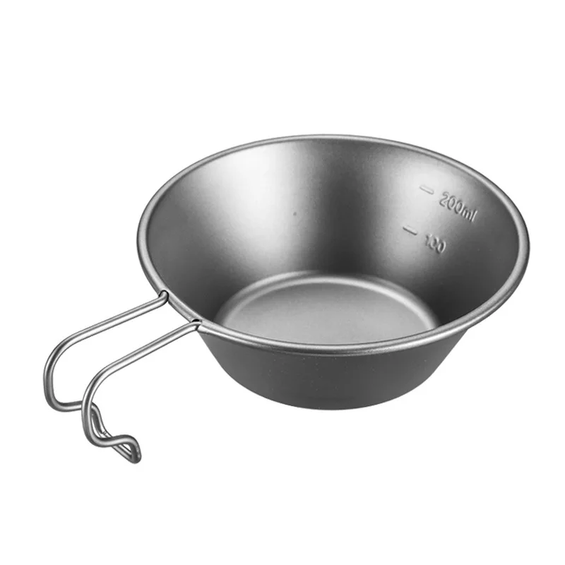 Pure Titanium Snow Pull Bowl, Camping Cookware with Scale, Portable Titanium Alloy Tableware, Can Be Hung