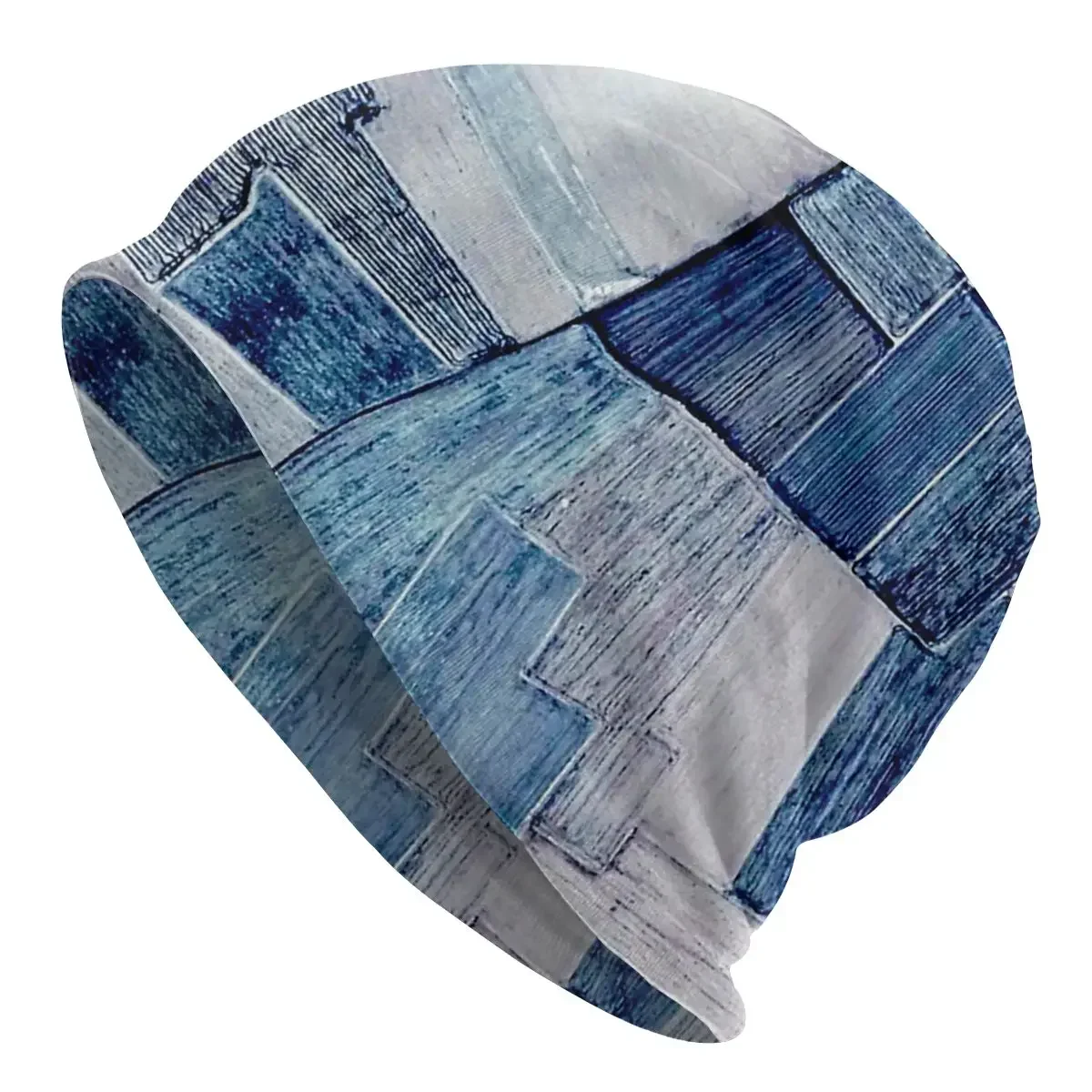 

Field Textile Blue Jeans Caps Goth Street Skullies Beanies Hat Unisex Warm Dual-use Bonnet Knit Hat