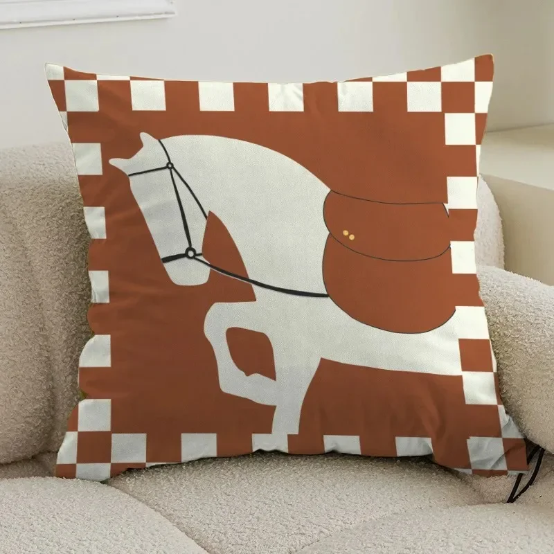 Modern Simple Geometric Luxury Pony Print Pillow Cover Living Room Sofa Bedroom Cushion Back Office Pillow Home Decoration 2024