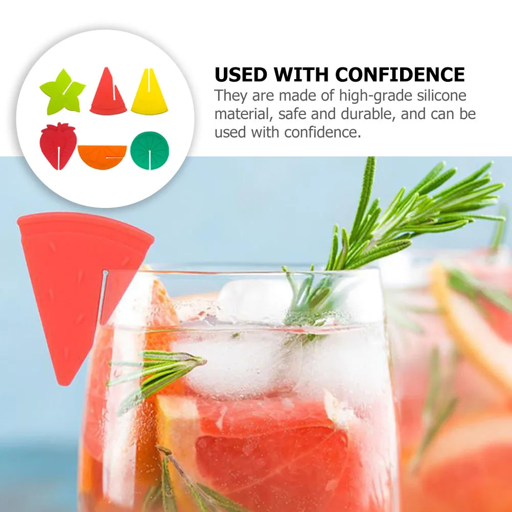 

6Pcs Silicone Wine Glass Markers Fruit Shape Cup Identifiers Party Drink Markers Wine Charm Cocktail Tags Cup Identifiers