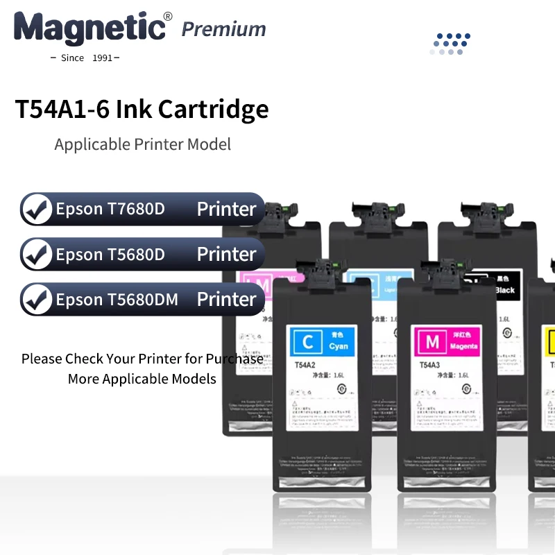 خرطوشة حبر متوافقة 1600 مللي 1.6L T54A1 T54A6 لحزمة حبر الطابعة Epson SureColor T7680D T5680D T5680DM مع شريحة لمرة واحدة