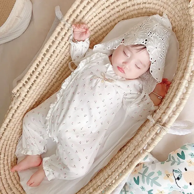 Baby Cotton Onesie Spring Fall Newborn Baby Outdoor Wear Long Sleeve Super Cute Toddler Onesie Early Fall Set