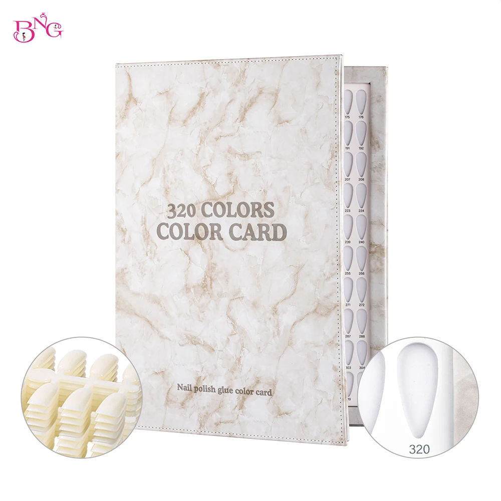 

BNG 320 Color Nail Color Chart Nail Polish Display Book with 480 Nail Tips Professional Salon Nail Color Card Nail Gel Sample