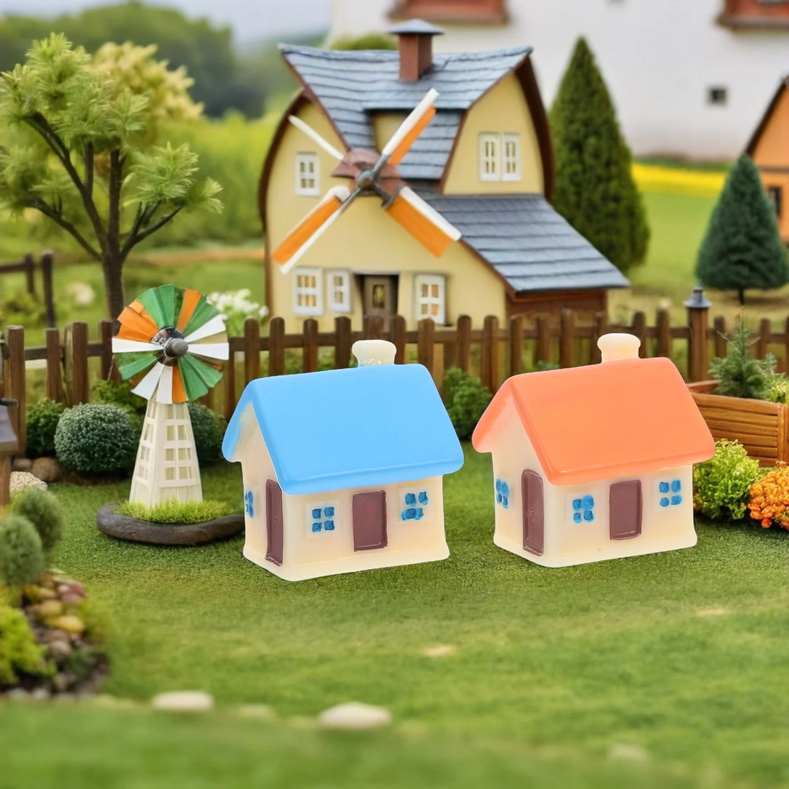 Collection d'ornements de maison miniatures, Figurines en résine résistantes aux intempéries pour Pot de plantes de jardin, Micro décorations de paysage DIY, 6 pièces