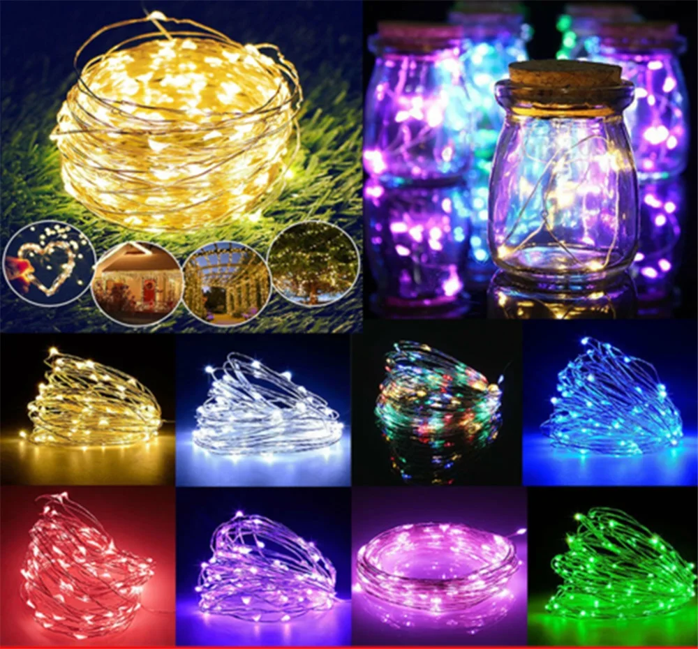 LED Fairy Lights String Battery Copper Sliver Wire  Small Micro 20-100 Xmas Party