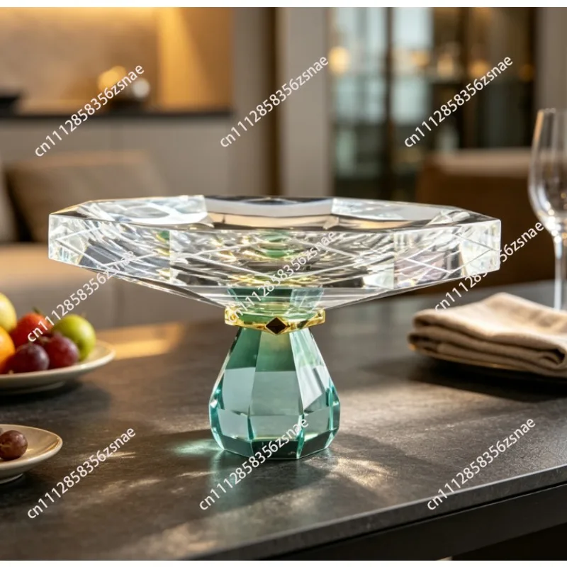 High-value fruit plate High-end French blue crystal restaurant Bar snack candy plate Living room coffee table ornament