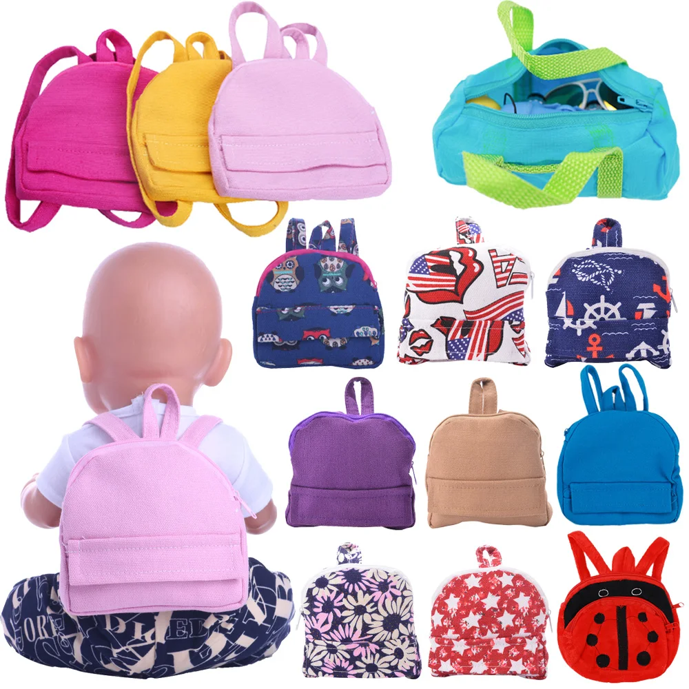 Mochila para muñecas con bonitos patrones de animales para muñecas americanas de 18 pulgadas y 43cm, accesorios de ropa para muñecas Reborn, bolsa de nuestra generación, regalos para bebés