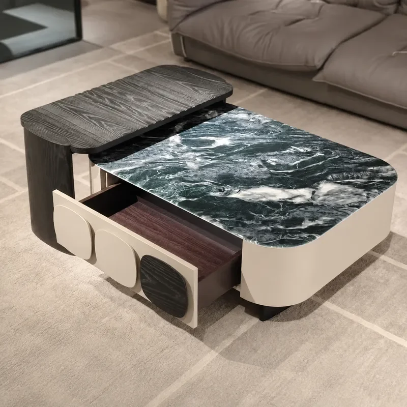 Green Microcrystalline Stone Square Coffee Table for Living Room Minimalist Light Luxury Small Apartment Household Furniture
