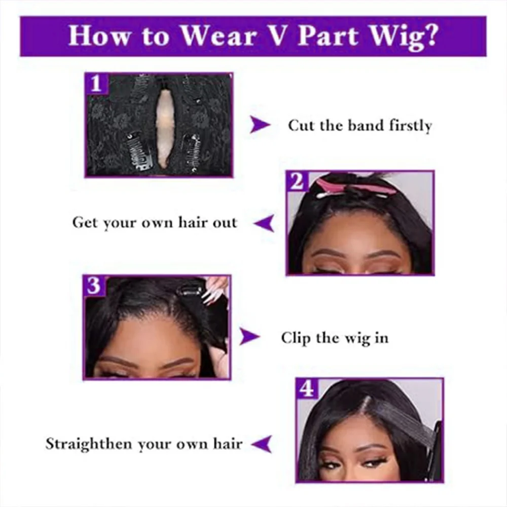 220 밀도 V 부분 스트레이트 인간의 머리 가발 16-38 인치 업그레이드 여성을위한 브라질 글루리스 가발 100% 가발 인간의 머리카락