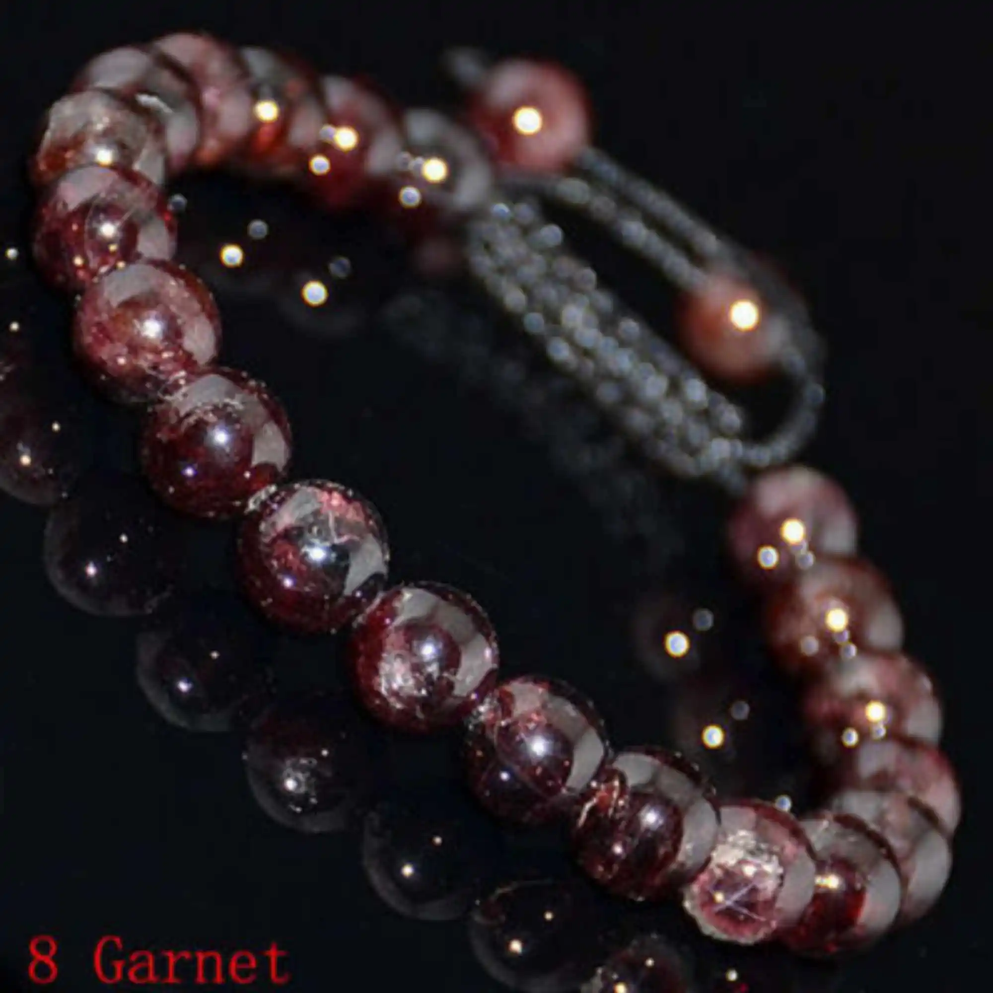 

8mm Natural Gemstones Braided Macrame Beads Bracelet Adjust Handmade Ethnic Bangle Party Classic Unique Prayer