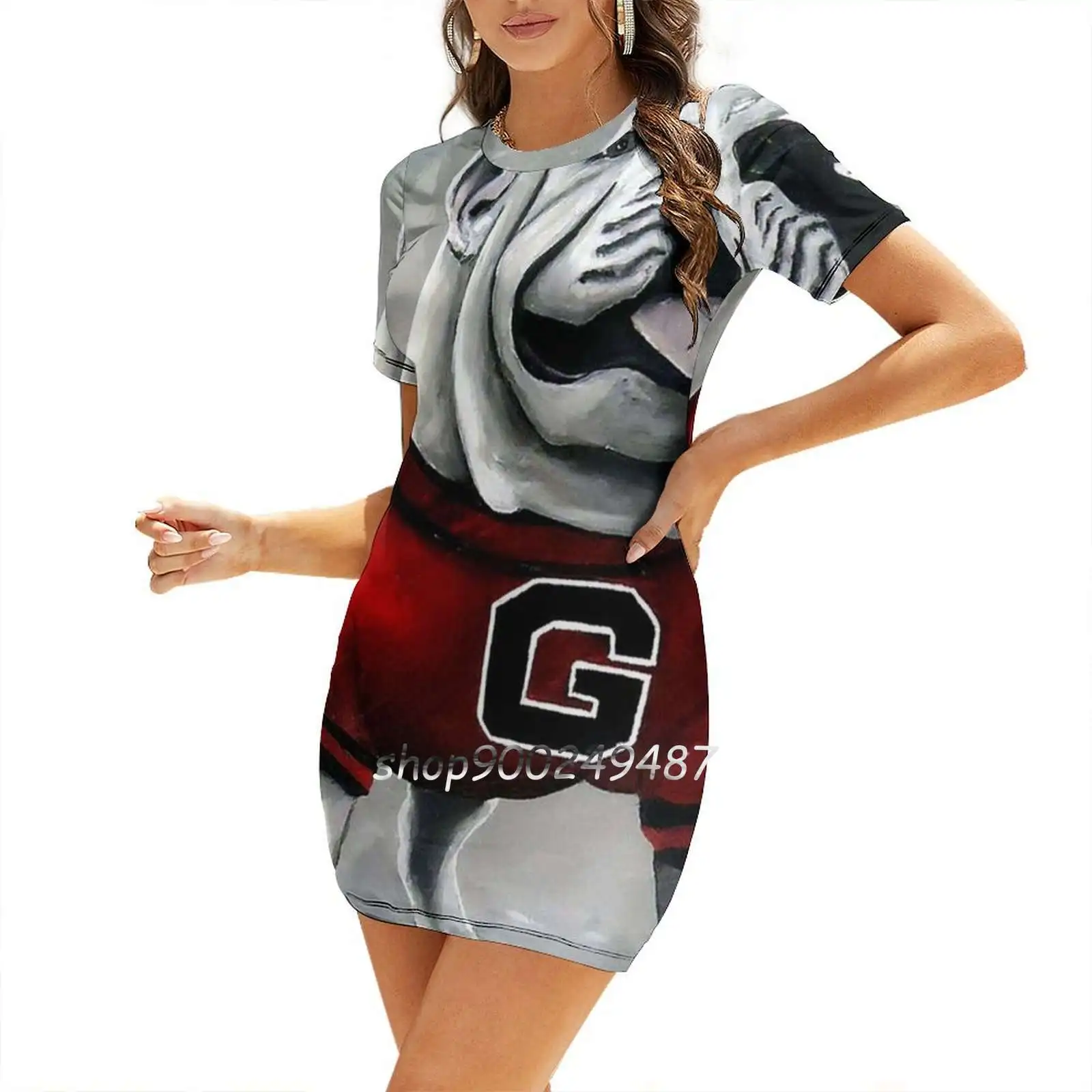 G Doggy Women Spring Autumn Long Sleeve Dress Female Casual Dress Uga Dawgs Georgia Bulldogs Football University Of Georgia