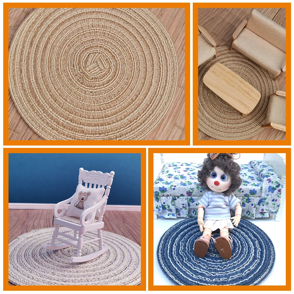 3 Pcs Mini House Rug Floor Mat Door Rugs Small Decoration Handmade Cotton Thread Mats