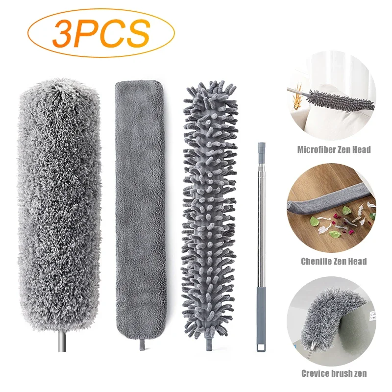 

3PCS Long Handle Microfiber Duster Brush Set Bedside Duster Brush For Sofa Bed Magic Duster Cleaning Tool Shoe polish