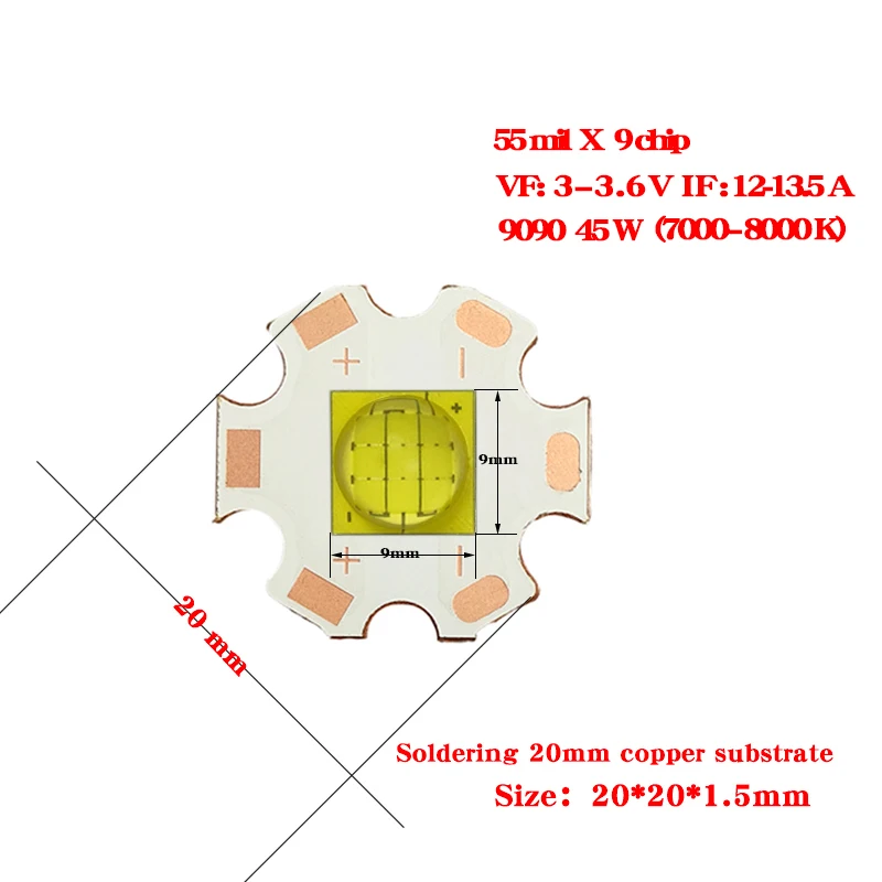 DC3V/6V/12V XHP50 lamp bead T6 XHP70 lamp bead 5050 ceramic lamp bead 7070 LED XHP90 LED 18-40W strong light flashlight led chip