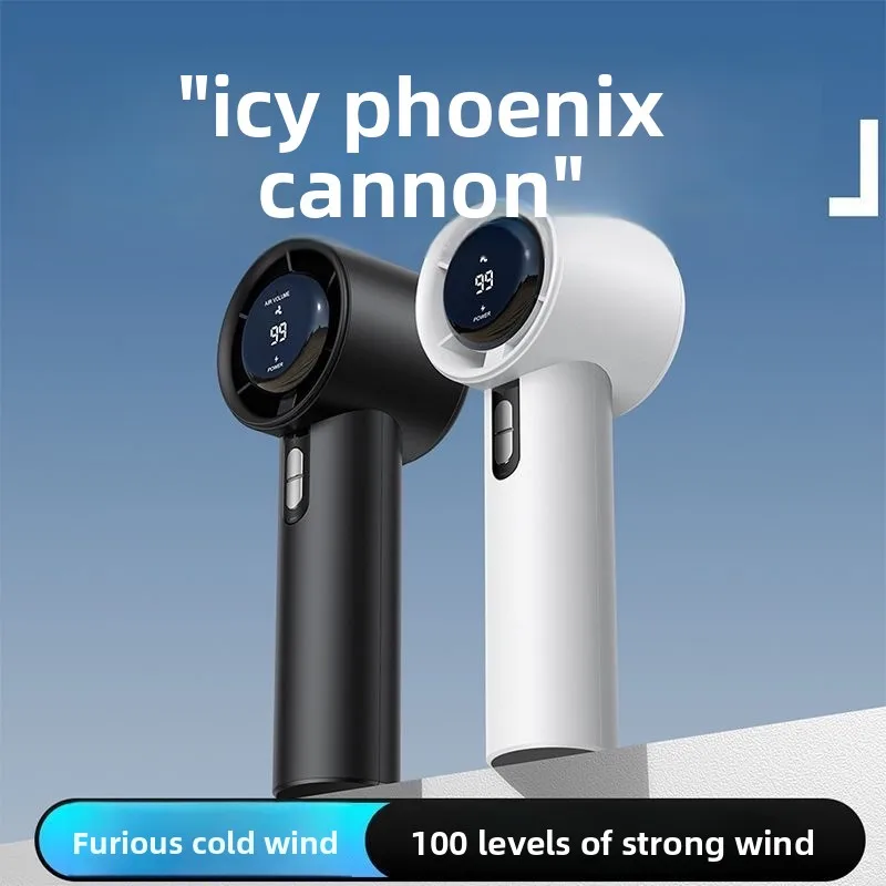 High Power Turbo Handheld Fan, 100 Levels Wind Rechargeable Mini Fan