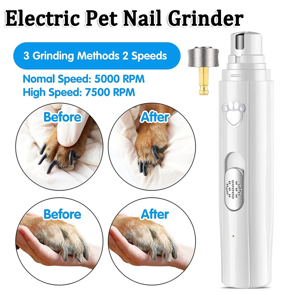 Electric Dog Nail Grinder Pet Nail Clipper USB Rechargeable Pet Nail Trimmers Painless with Polisher Wheel for Small/Large Pets