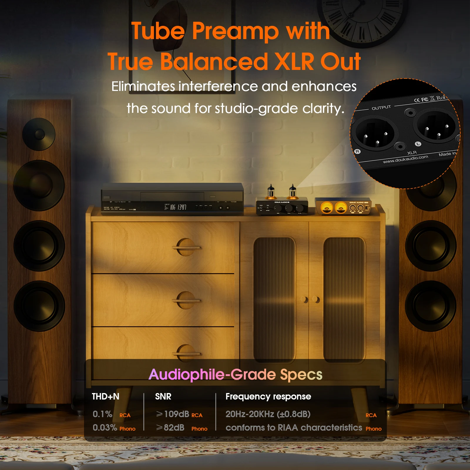 Douk Audio P7 HiFi Phono Stage Tube Preamp Audio Stereo Vorverstärker für MM Plattenspieler mit Hochpassfilter – Detail 5