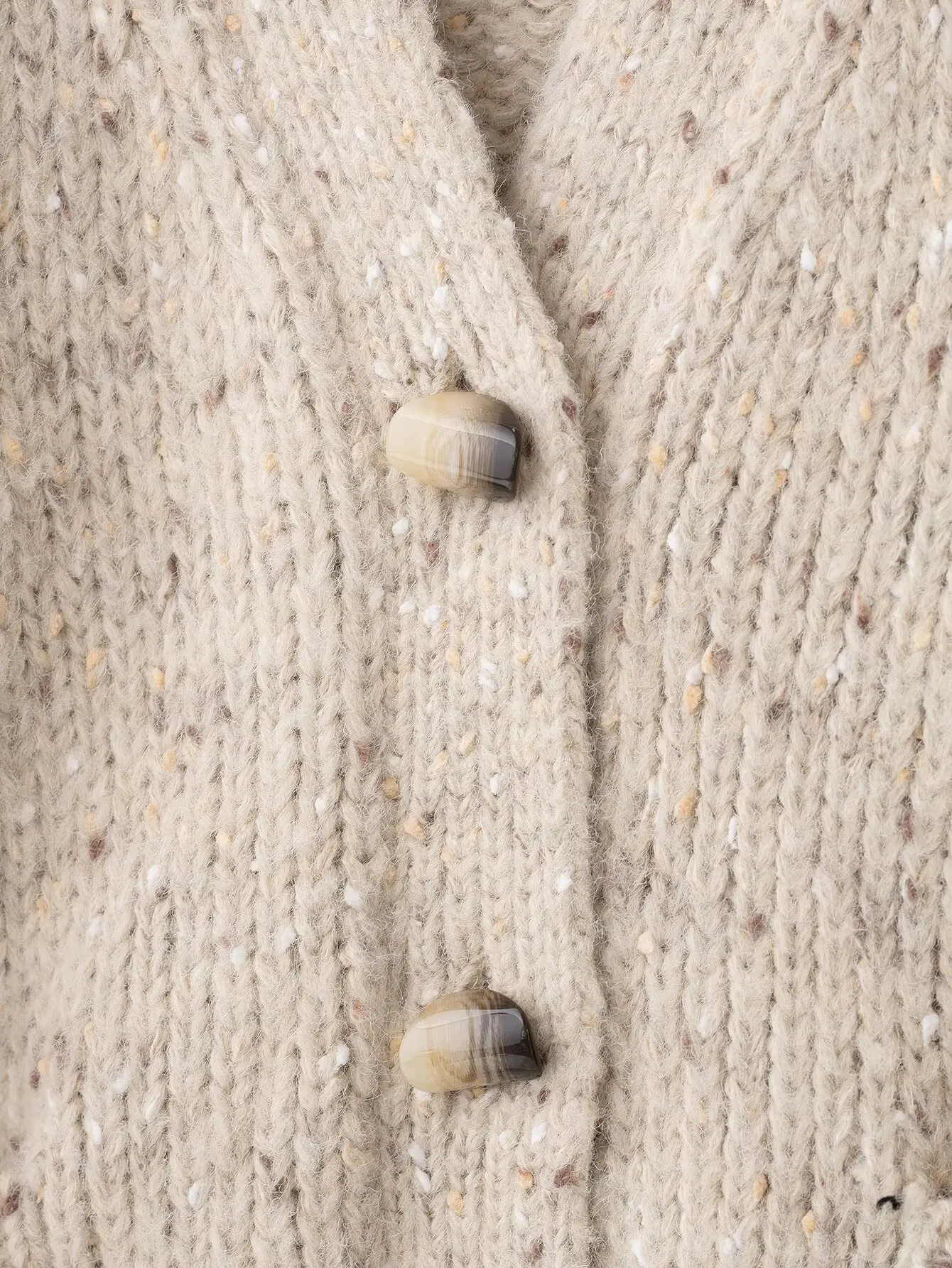 Nowa damska odzież 2025, styl europejski i amerykański, modna dzianinowa luźna kurtka z dekoltem w serek, długim rękawem i drobnymi kropkami.