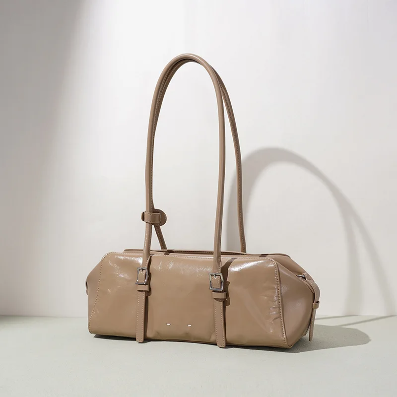 Mendy Women's Bag Real Leather Underarm Pillow Handbag Fashion Motorcycle Shoulder Bags Vintage Large Capacity Tote Bag  Vintage