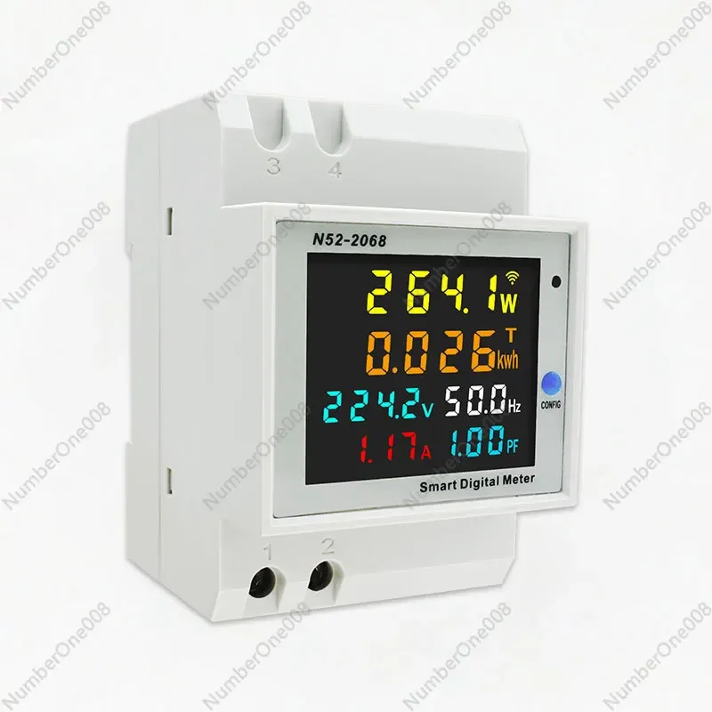 N52-2068WIFI Smart Meter Household Electric Meter Voltmeter Ammeter Power Remote Digital Display Rail Meter